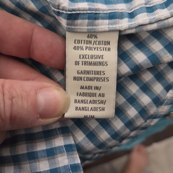 Denver Hayes Mens Blue and White Casual Button Down Shirt Size Med - Picture 5 of 6